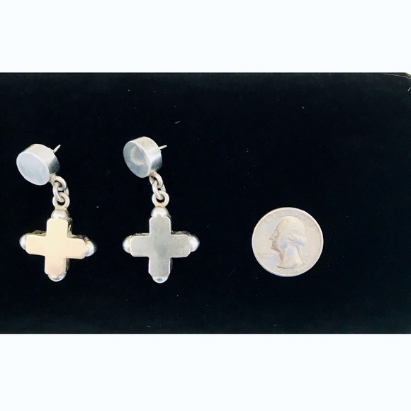 Vintage Sterling Silver Cross Earrings - Picture 2 of 5